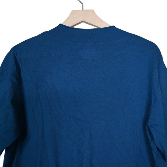 Chico's Women's Short Sleeve Open Front Cardigan Sweater in Blue - Picture 4 of 8